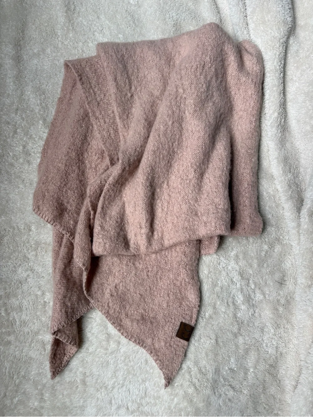 C.C Blush Pink Cozy Knit Wrap Scarf